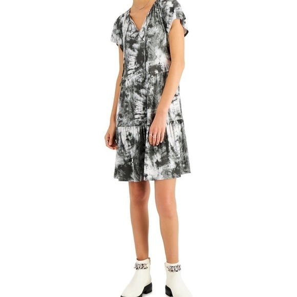 Style & Co Tie-Dyed Tie-Neck Dress Grey Combo Size Large NWT - Picture 1 of 1